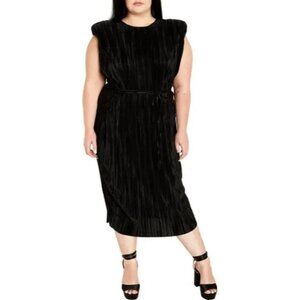 City Chic Alexis Crinkle Pleated Plisse Cocktail Dress Black 18 NWT